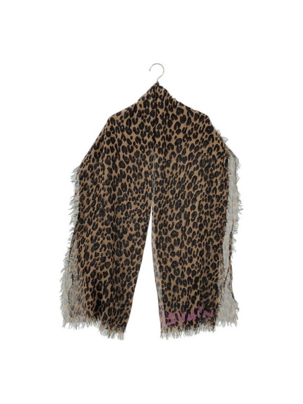 Louis Vuitton Leopard Print Silk Cashmere Blend Shawl Brown Black Scarf